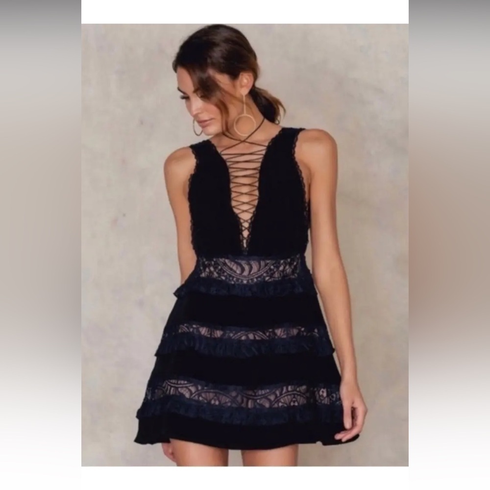 Cocktail Lace-Up Mini Dress Witch Whimsigoth LBD Romantic Lola Rose Sexy Lace
